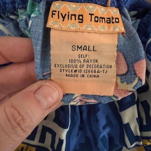 Anthroplogie Flying Tomato Blue Aztec Off the Shoulder Maxi Dress Size Small - Picture 6 of 7